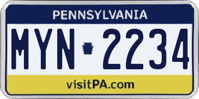 PA license plate MYN2234