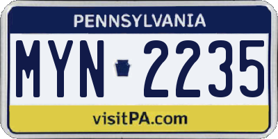 PA license plate MYN2235