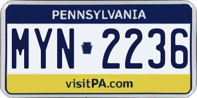 PA license plate MYN2236