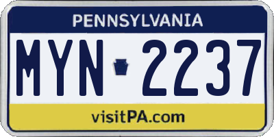 PA license plate MYN2237