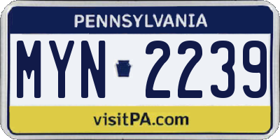 PA license plate MYN2239