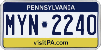 PA license plate MYN2240