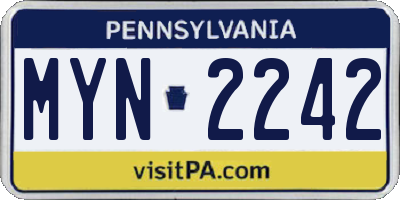PA license plate MYN2242