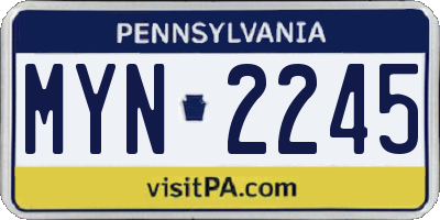 PA license plate MYN2245