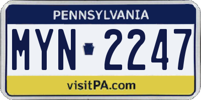 PA license plate MYN2247