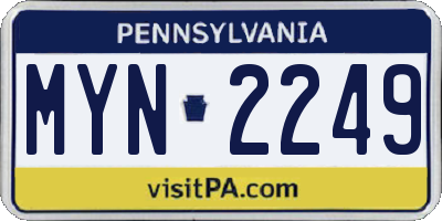 PA license plate MYN2249