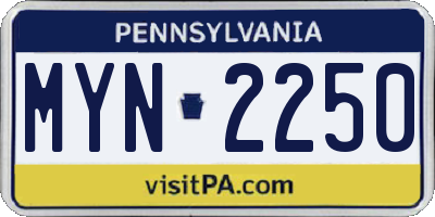PA license plate MYN2250