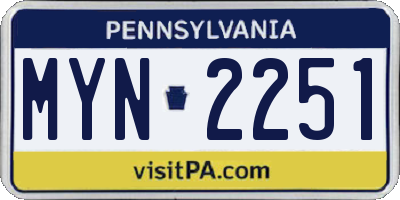 PA license plate MYN2251