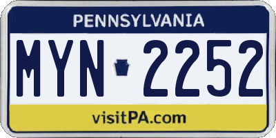PA license plate MYN2252