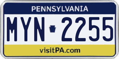PA license plate MYN2255