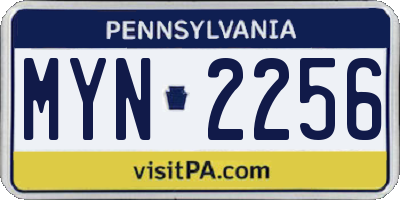 PA license plate MYN2256