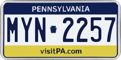 PA license plate MYN2257