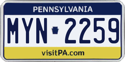 PA license plate MYN2259