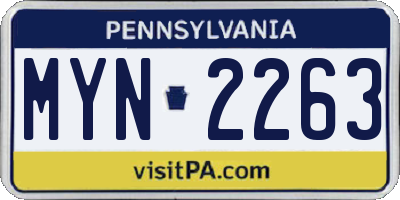 PA license plate MYN2263