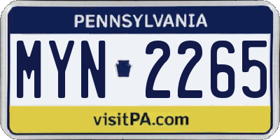 PA license plate MYN2265