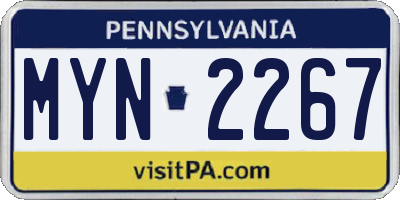 PA license plate MYN2267