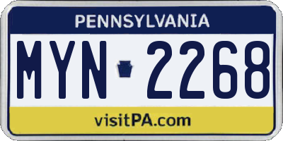 PA license plate MYN2268