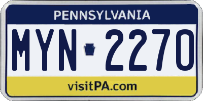 PA license plate MYN2270