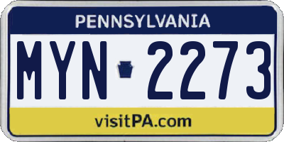 PA license plate MYN2273