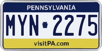 PA license plate MYN2275