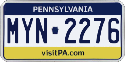 PA license plate MYN2276