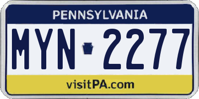 PA license plate MYN2277