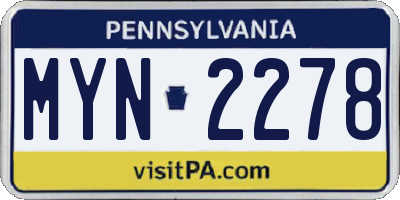 PA license plate MYN2278