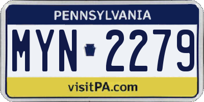 PA license plate MYN2279