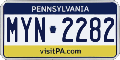 PA license plate MYN2282