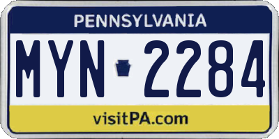 PA license plate MYN2284