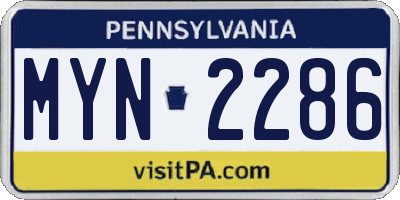 PA license plate MYN2286