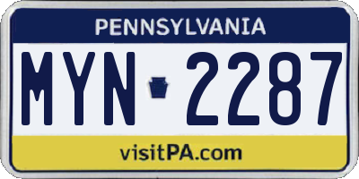 PA license plate MYN2287