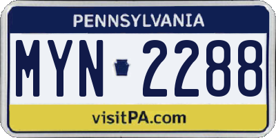PA license plate MYN2288