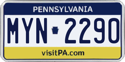 PA license plate MYN2290