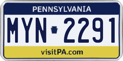 PA license plate MYN2291