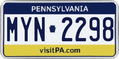 PA license plate MYN2298