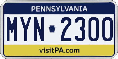 PA license plate MYN2300
