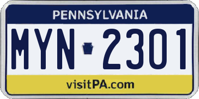 PA license plate MYN2301