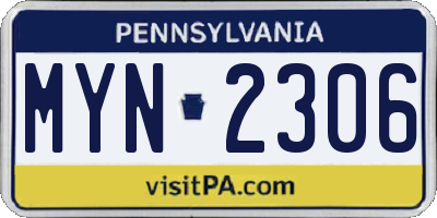 PA license plate MYN2306