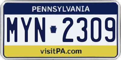 PA license plate MYN2309