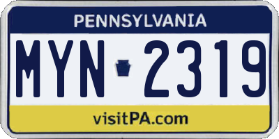 PA license plate MYN2319