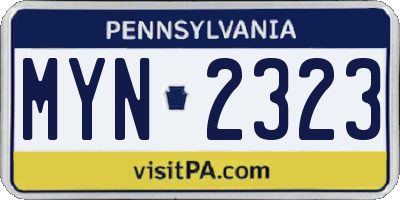 PA license plate MYN2323