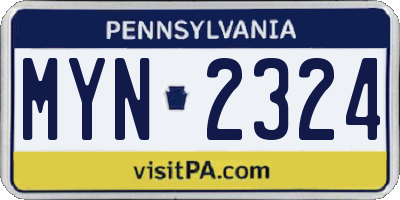 PA license plate MYN2324
