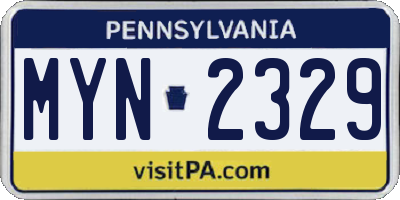 PA license plate MYN2329
