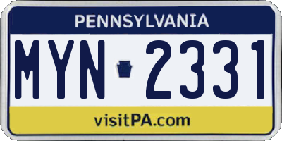 PA license plate MYN2331
