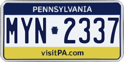 PA license plate MYN2337