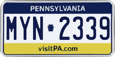 PA license plate MYN2339
