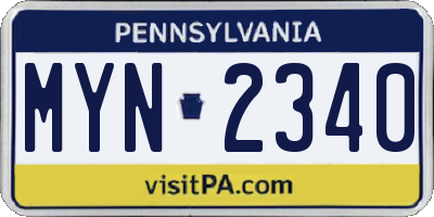 PA license plate MYN2340
