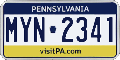 PA license plate MYN2341