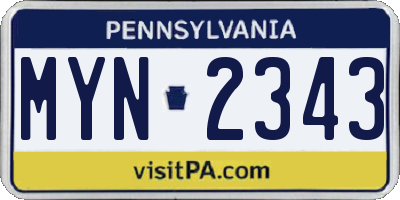 PA license plate MYN2343